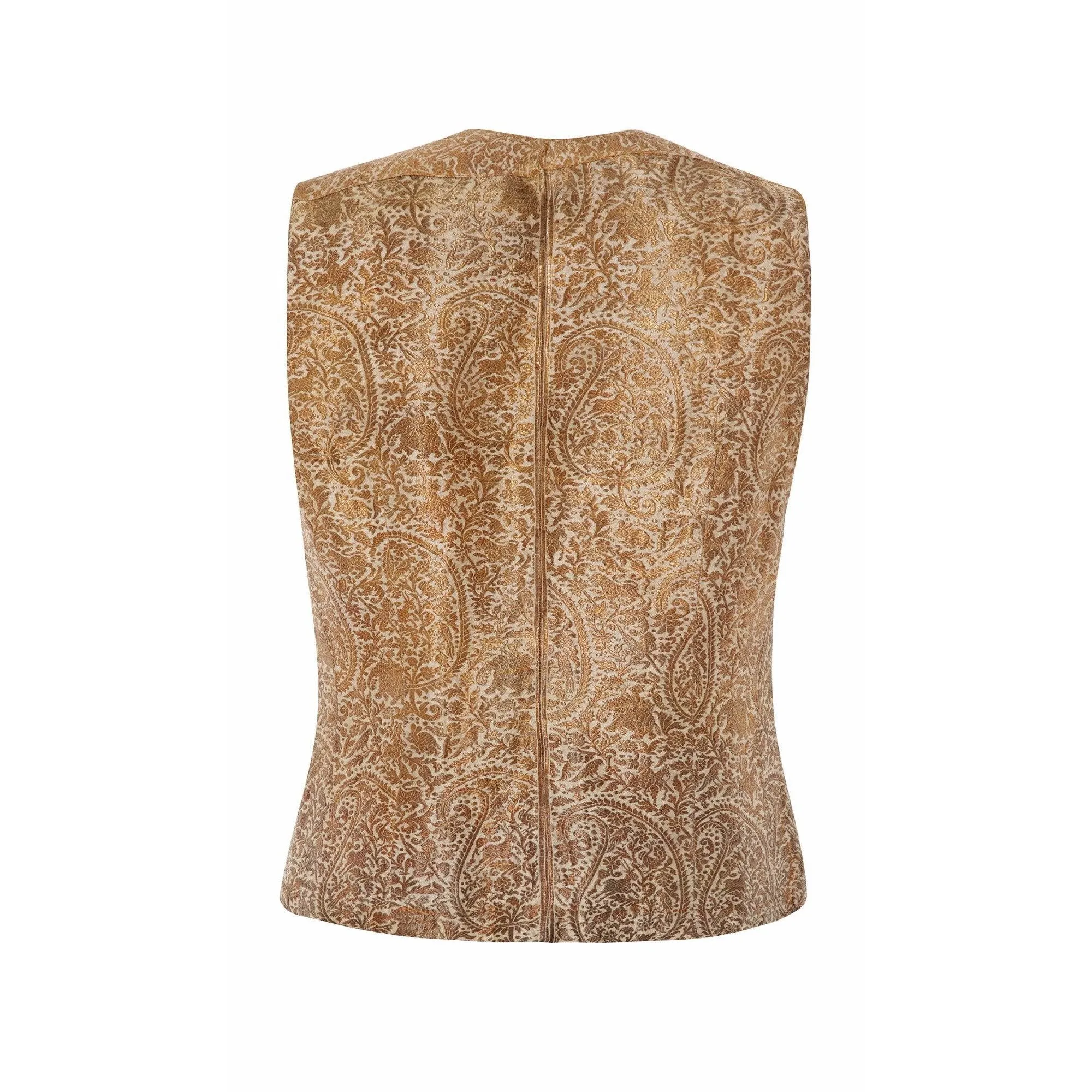 1930s Antique Silk Indian Waistcoat With Gold Brocade