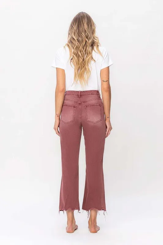 90's Vintage RUST BROWN High Rise Flare Denim