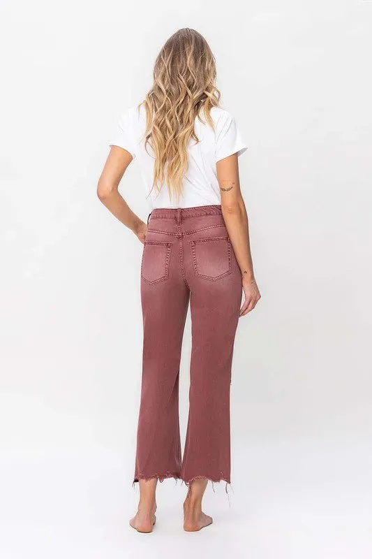 90's Vintage RUST BROWN High Rise Flare Denim