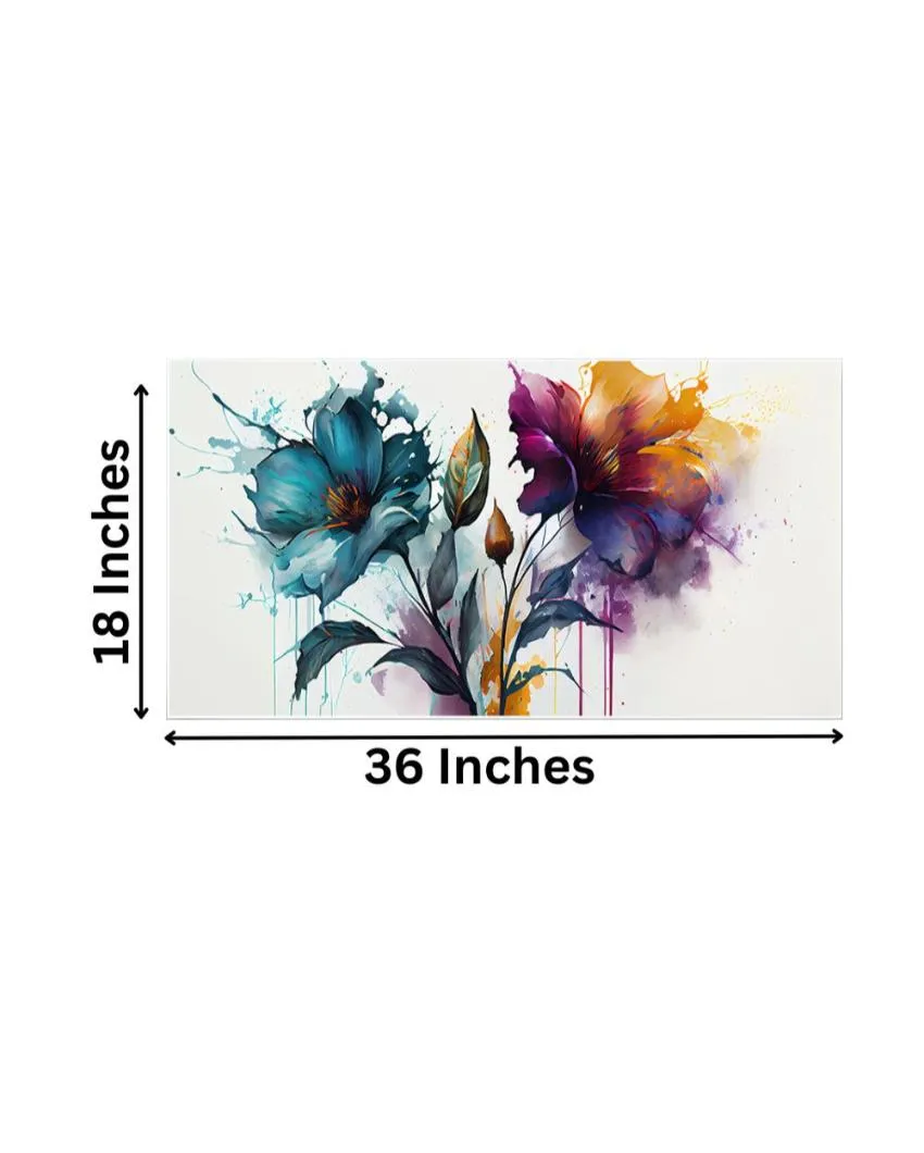 Abstract Multicolor Flowers Art Print Wall Painting  | 24 x 12 inches , 36 x 18 inches & 48 x 24 inches