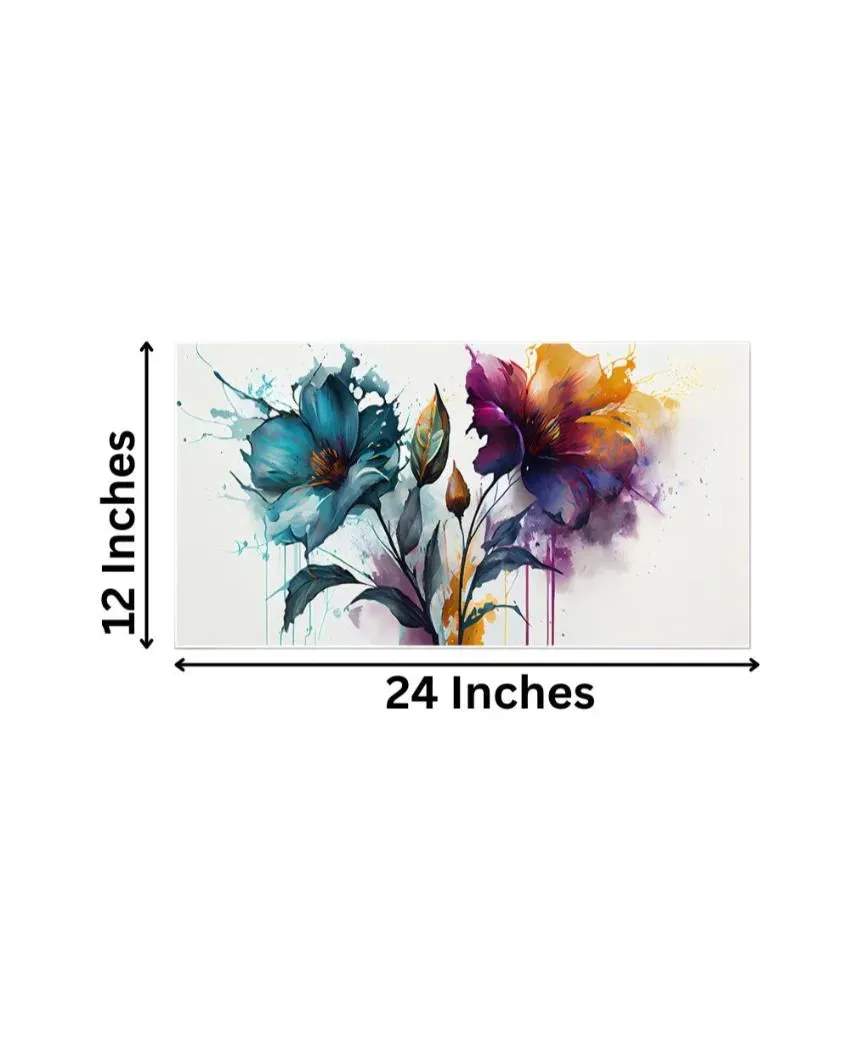 Abstract Multicolor Flowers Art Print Wall Painting  | 24 x 12 inches , 36 x 18 inches & 48 x 24 inches