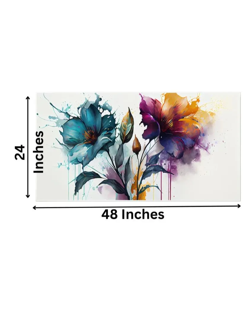 Abstract Multicolor Flowers Art Print Wall Painting  | 24 x 12 inches , 36 x 18 inches & 48 x 24 inches