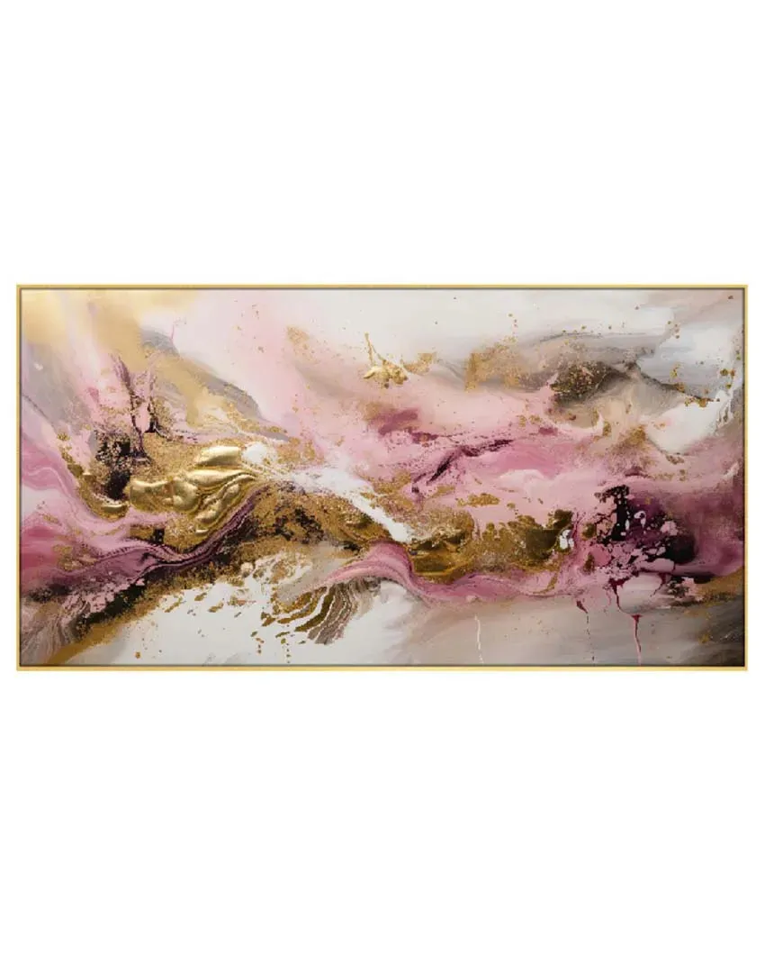 Abstract Pink & Gold Background Floating Frame Canvas Wall Painting  | 24 x 12 inches , 36 x 18 inches & 48 x 24 inches