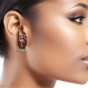 AKA Pink Green Hand Sign Alpha Kappa Alpha Inspired Studs Earrings