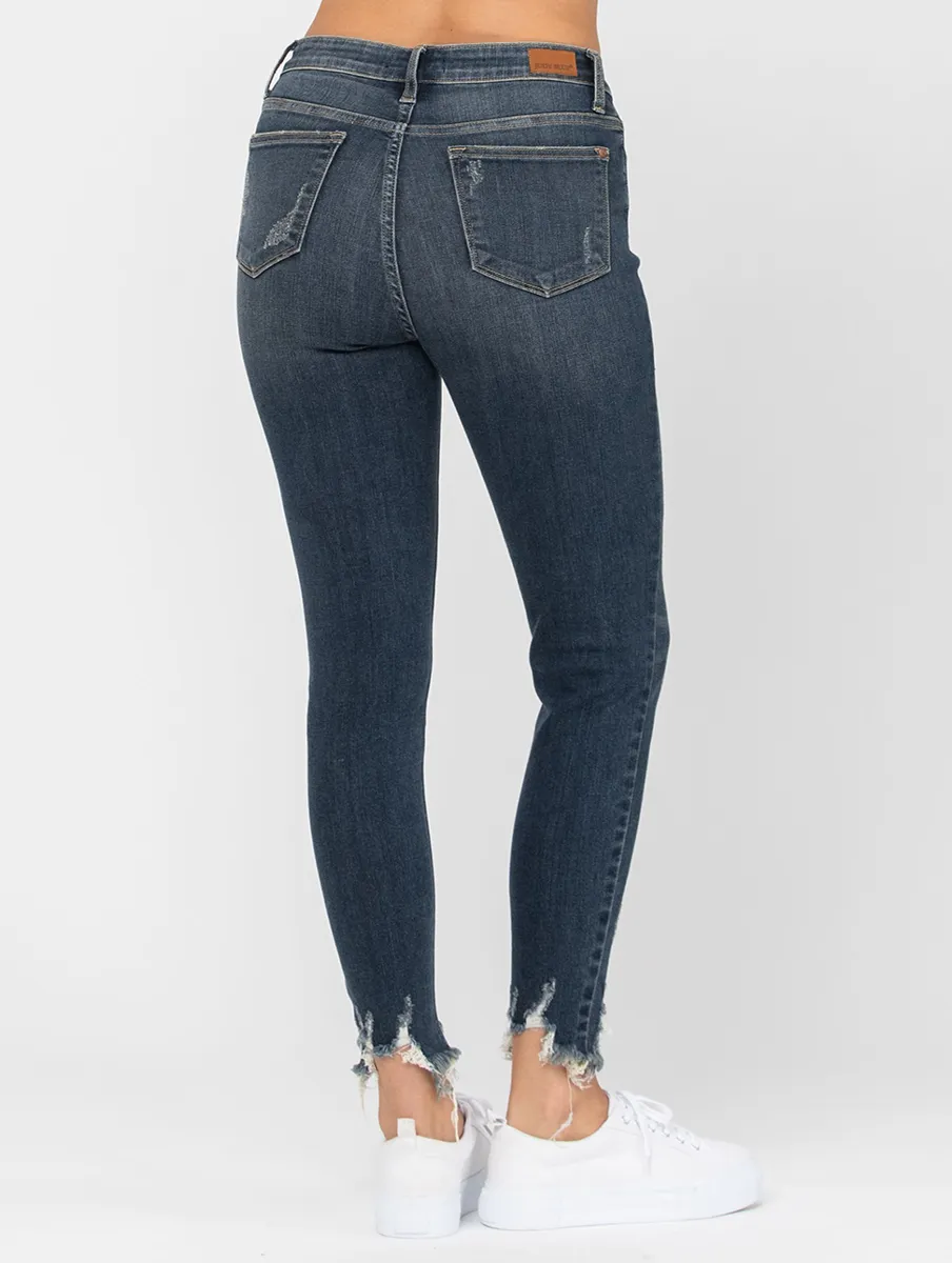 Aleah Mid-Rise Destroyed Hem Skinny by Judy Blue