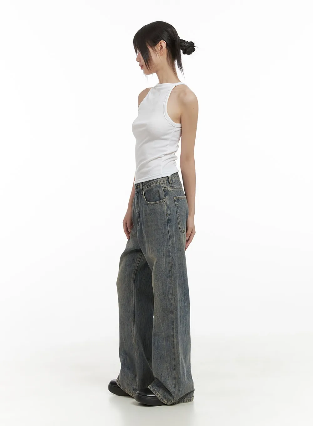 Callie Relaxed Bootcut Washed Denim Jeans CS412