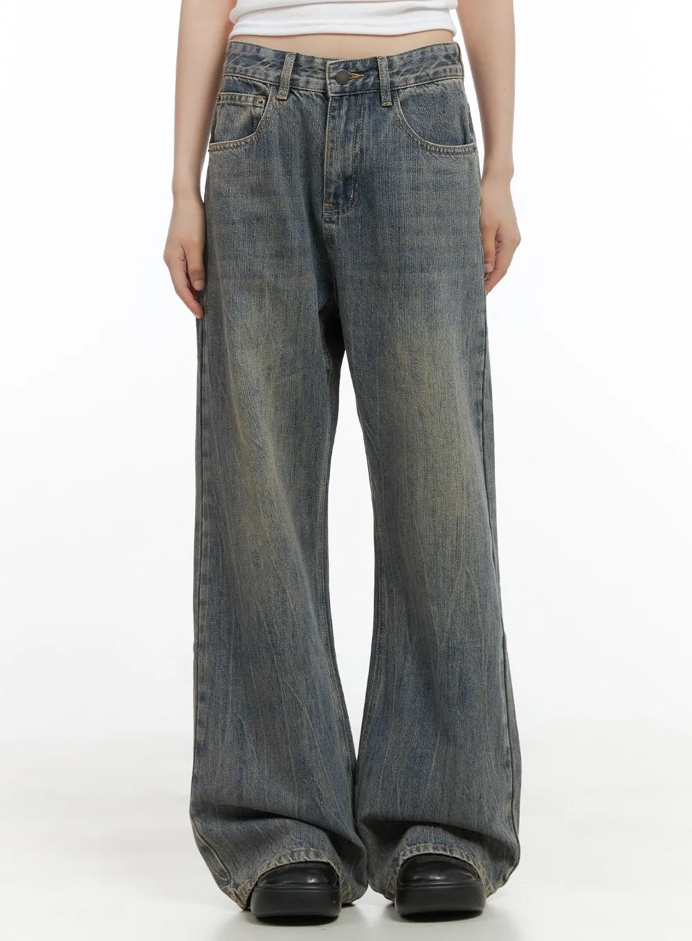 Callie Relaxed Bootcut Washed Denim Jeans CS412