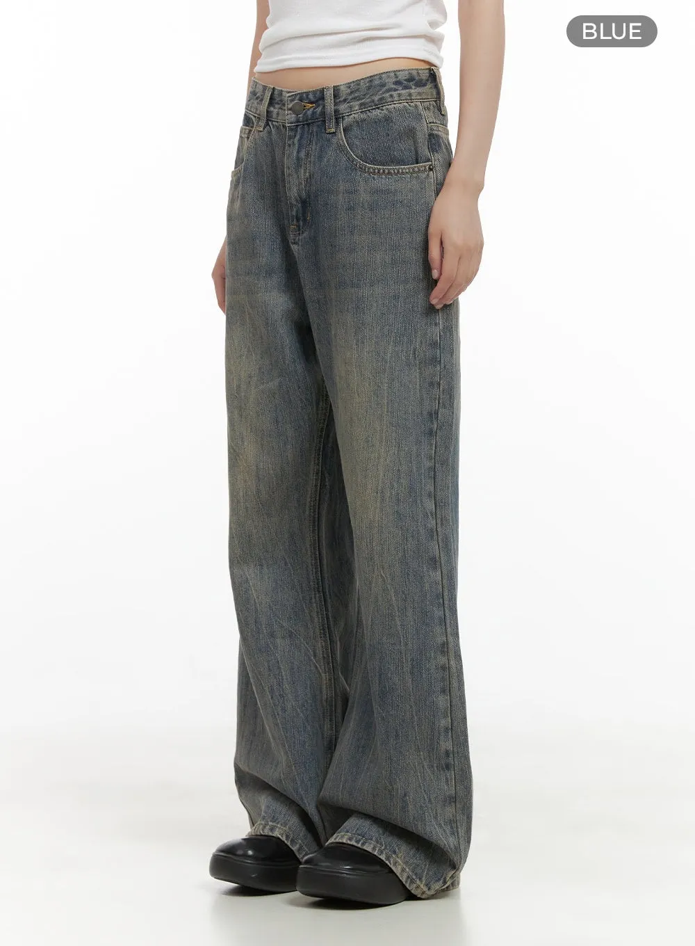 Callie Relaxed Bootcut Washed Denim Jeans CS412