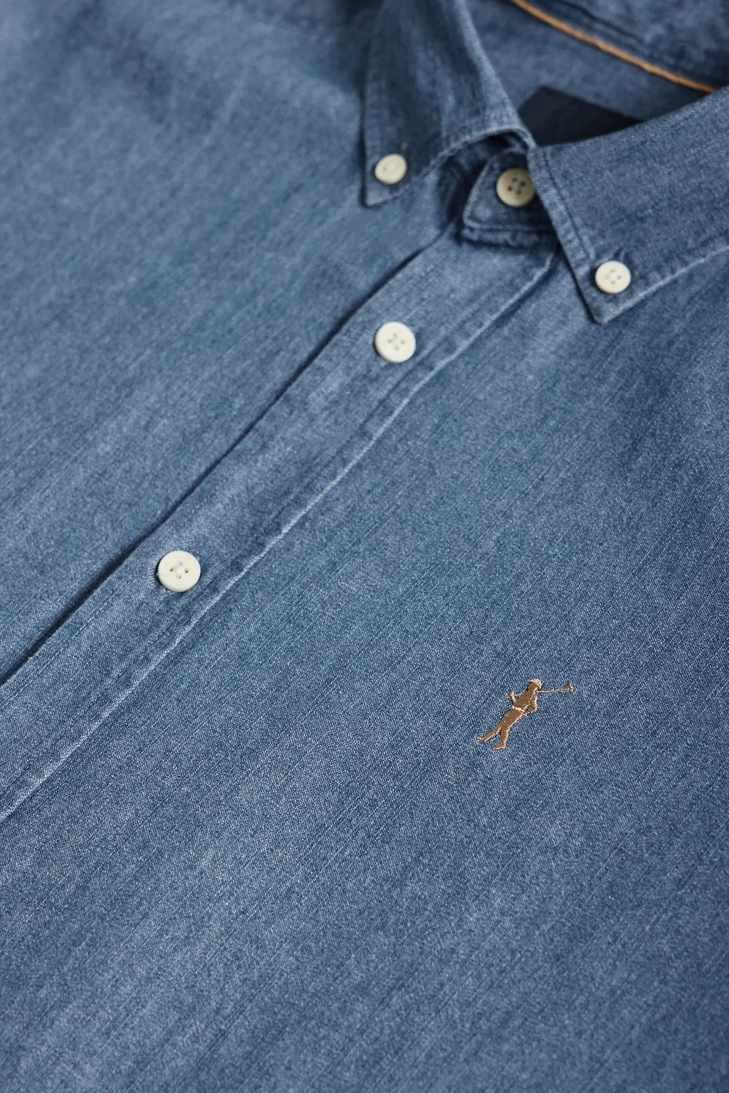 Camisa denim regular fit con logo Rigby Go