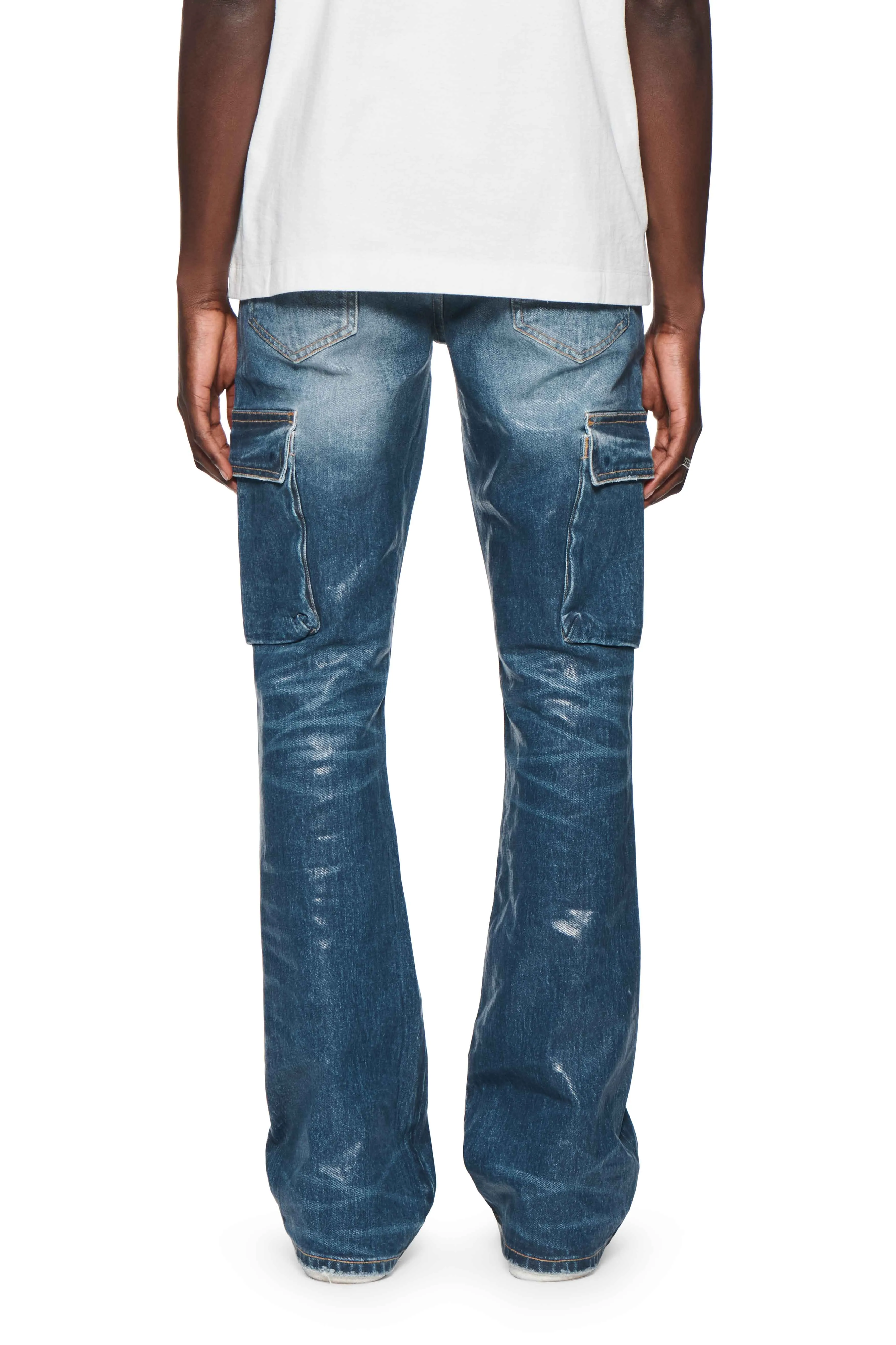 Cargo Flare Coated Jeans (Indigo) - P004CFGS424