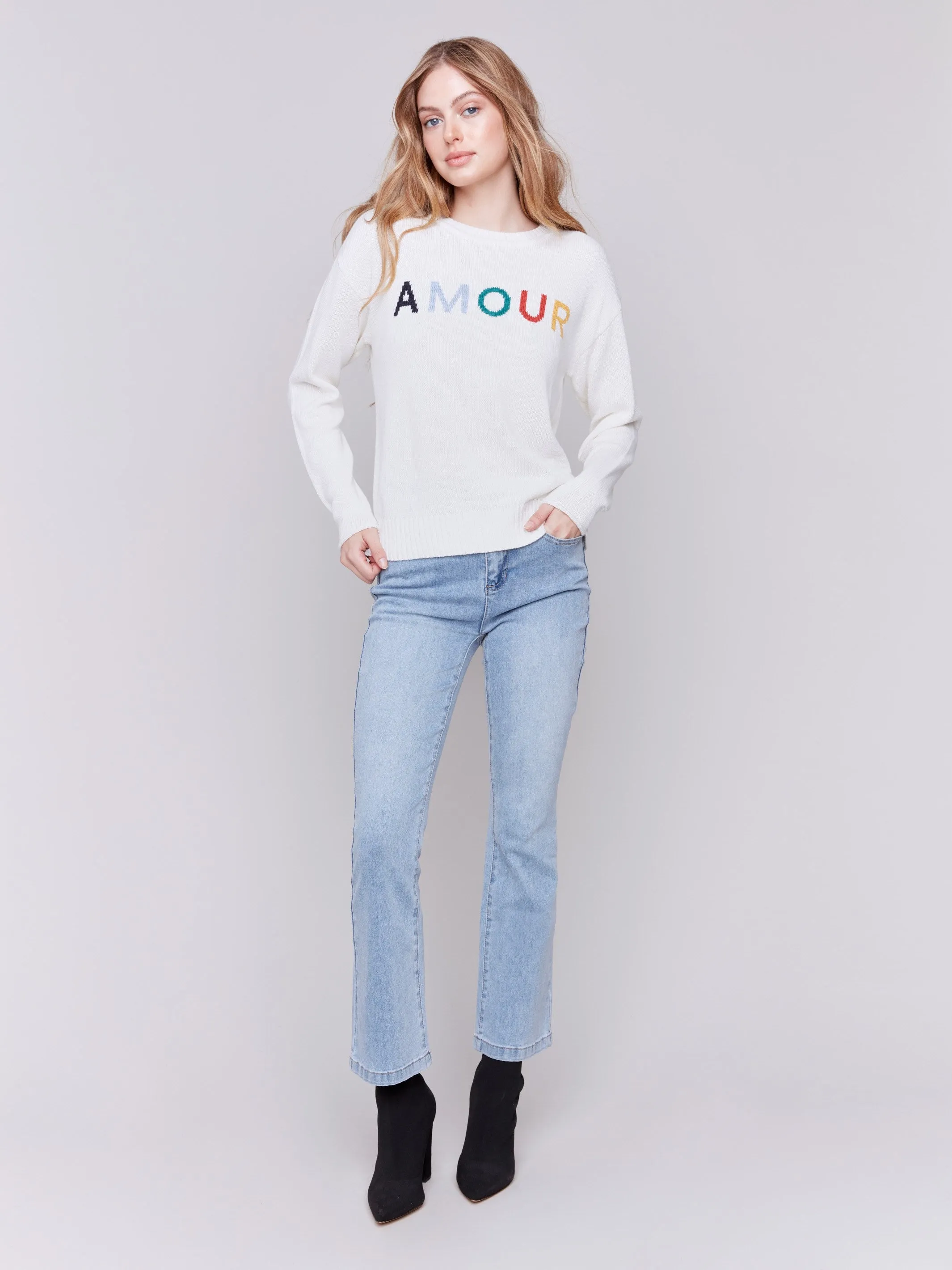 Cotton Blend Amour Sweater - Ecru