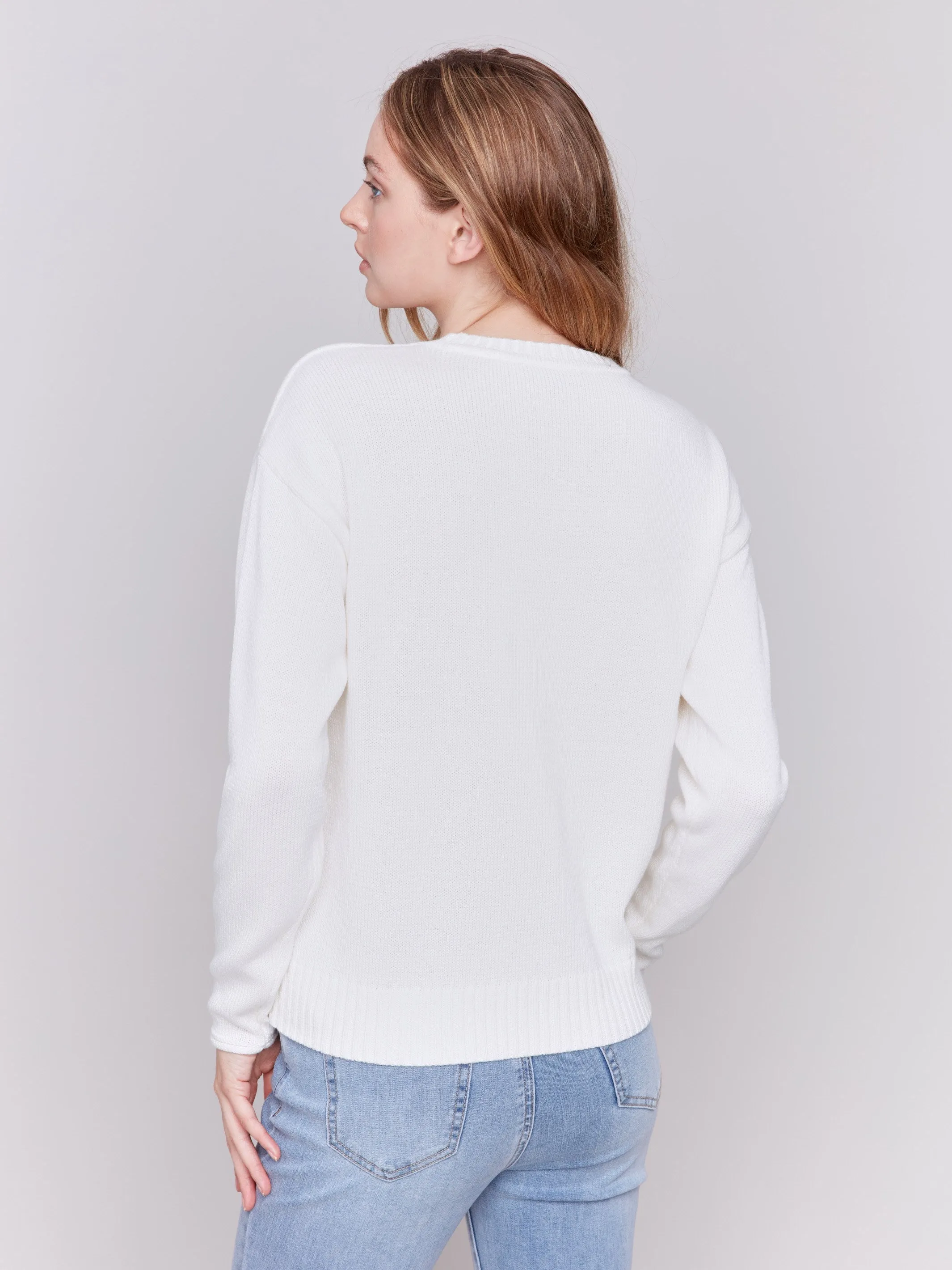 Cotton Blend Amour Sweater - Ecru