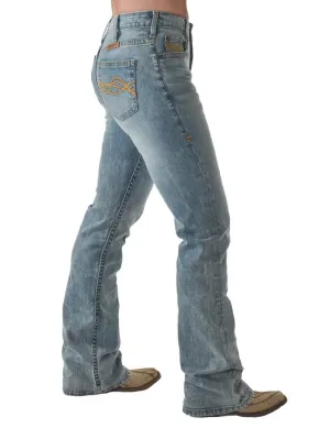 Cowgirl Tuff Denim Blues Natural Waist Bootcut Jean - Denim Blues