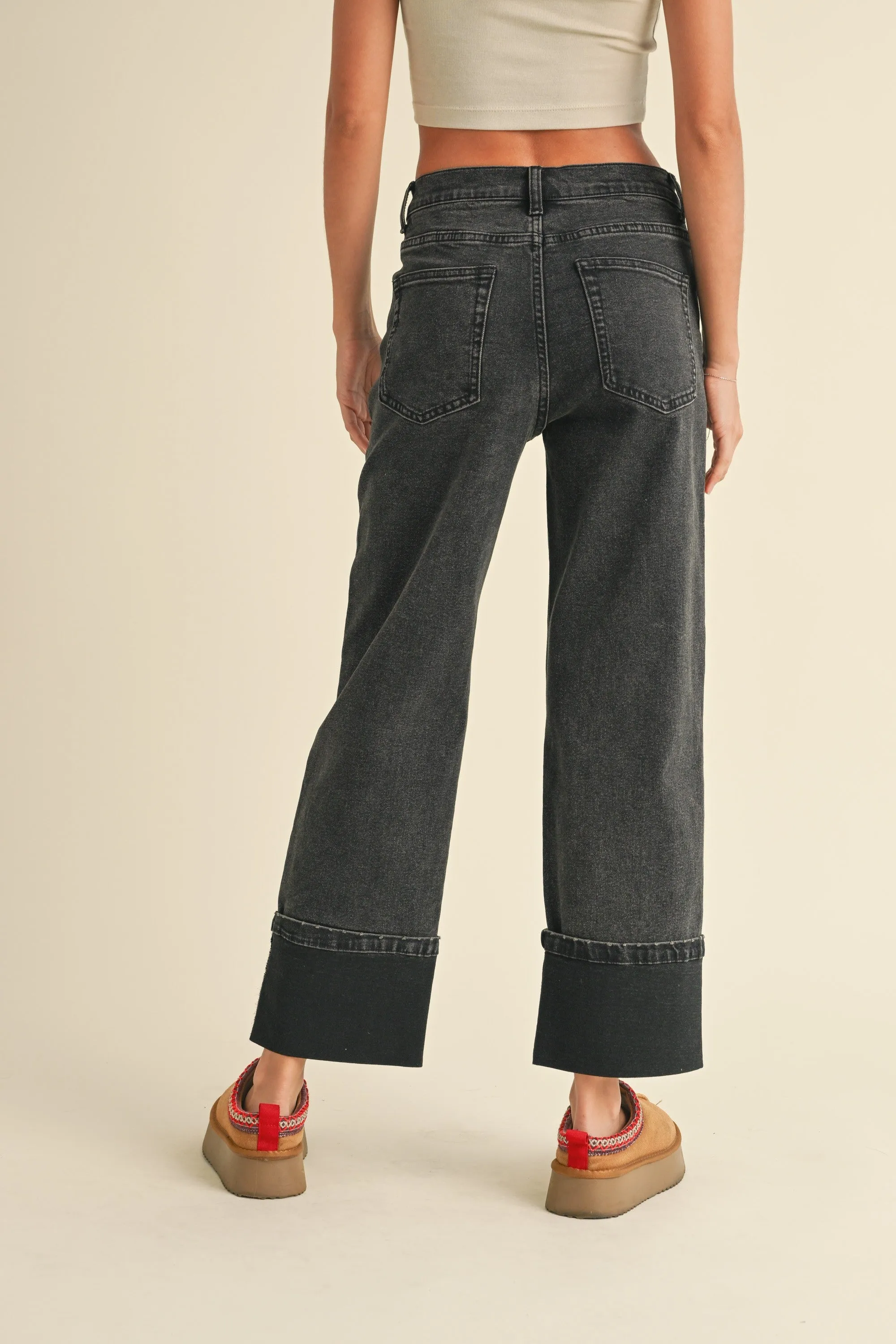 CUFFED DENIM PANTS