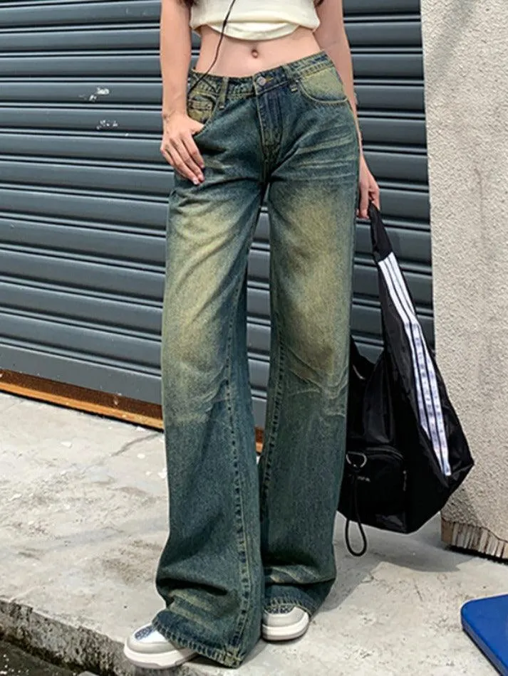 Distressed Washed Low Waist Lengthen Boyfriend Jeans