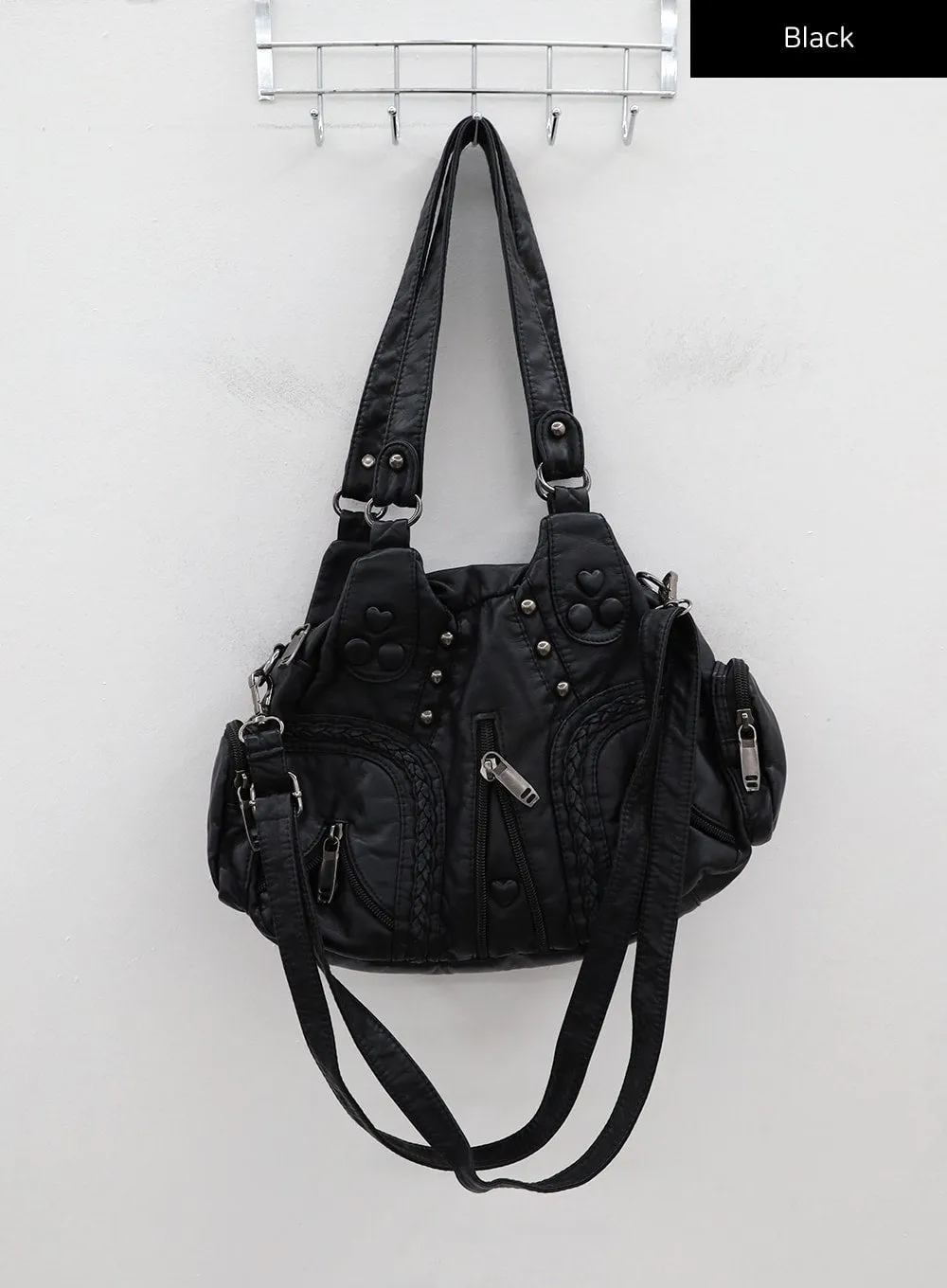 Esmee - Black Rivet Shoulder Bag