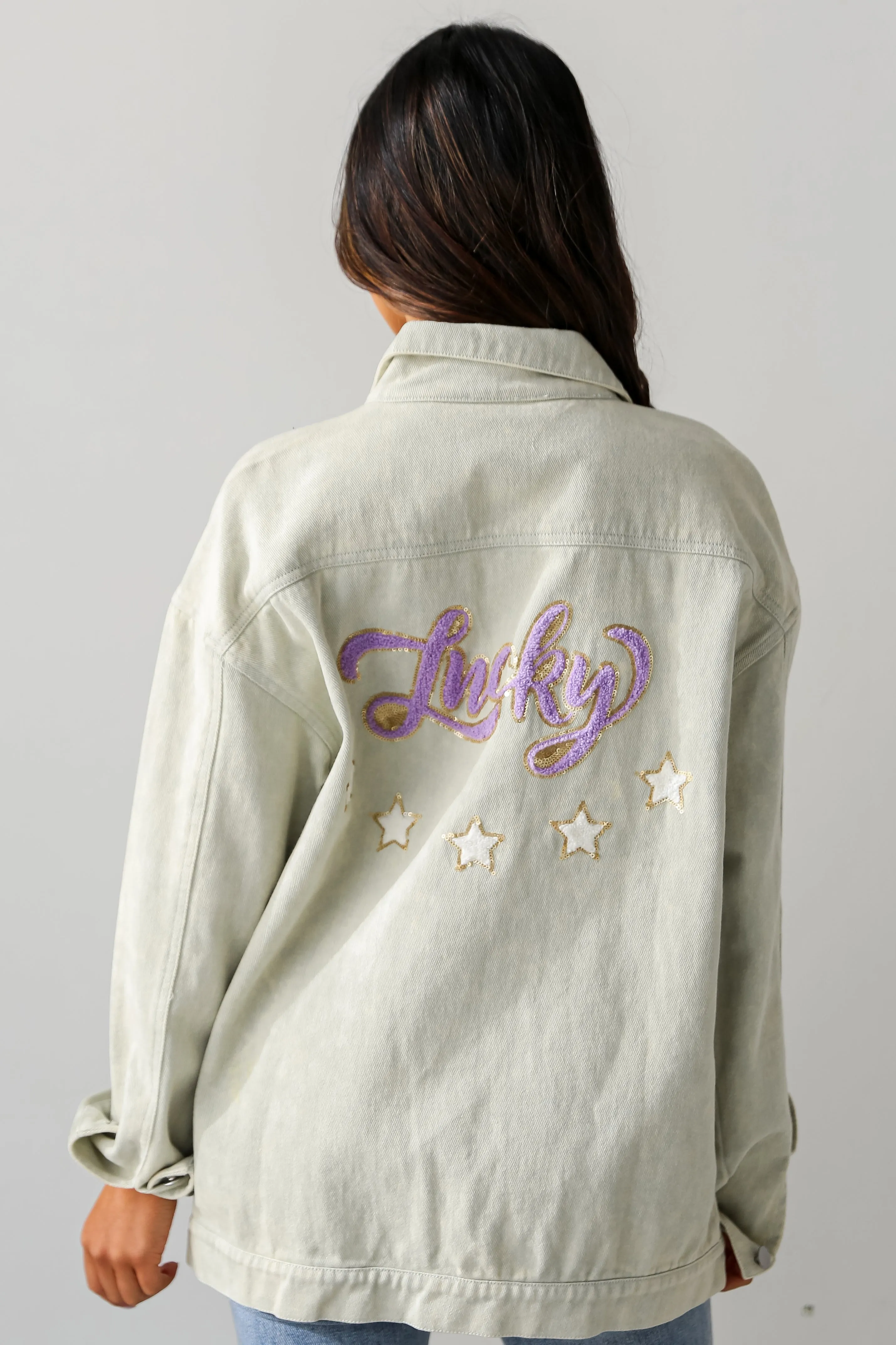 FINAL SALE - Sage "Lucky" Denim Jacket