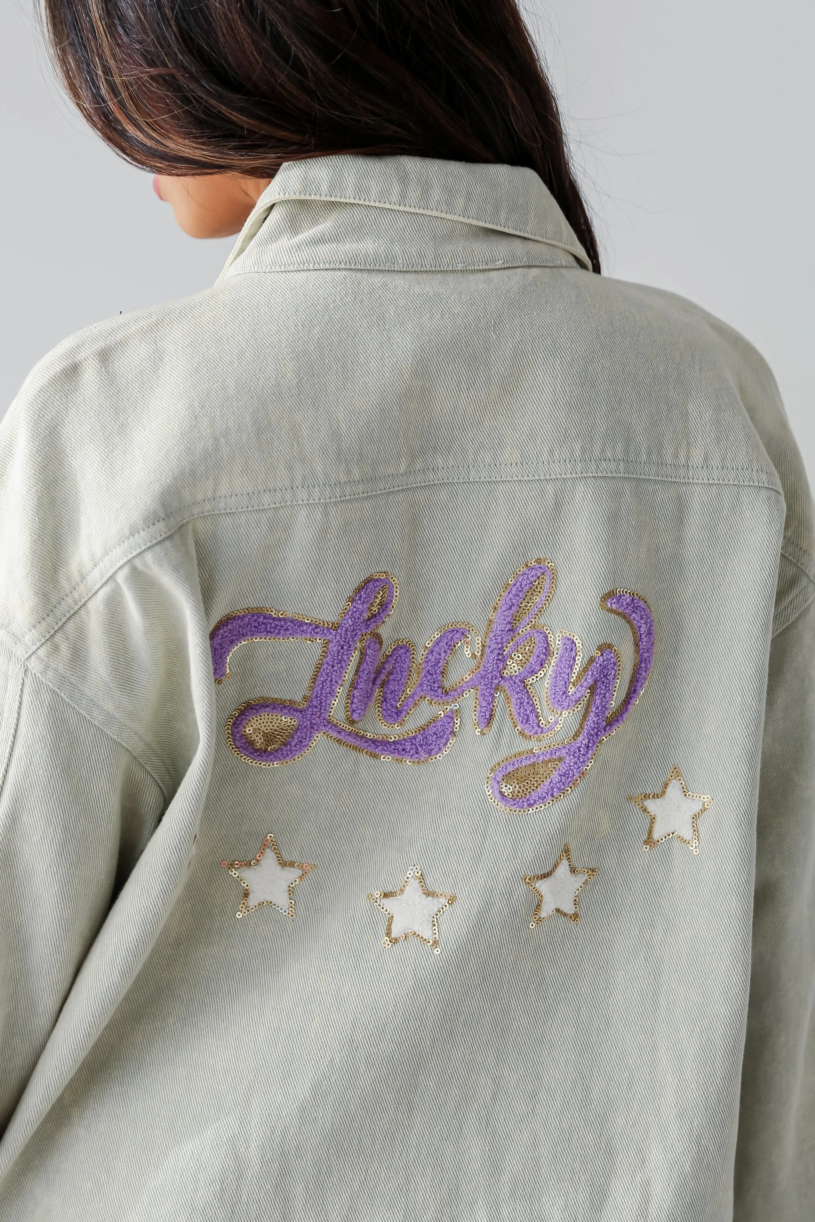 FINAL SALE - Sage "Lucky" Denim Jacket