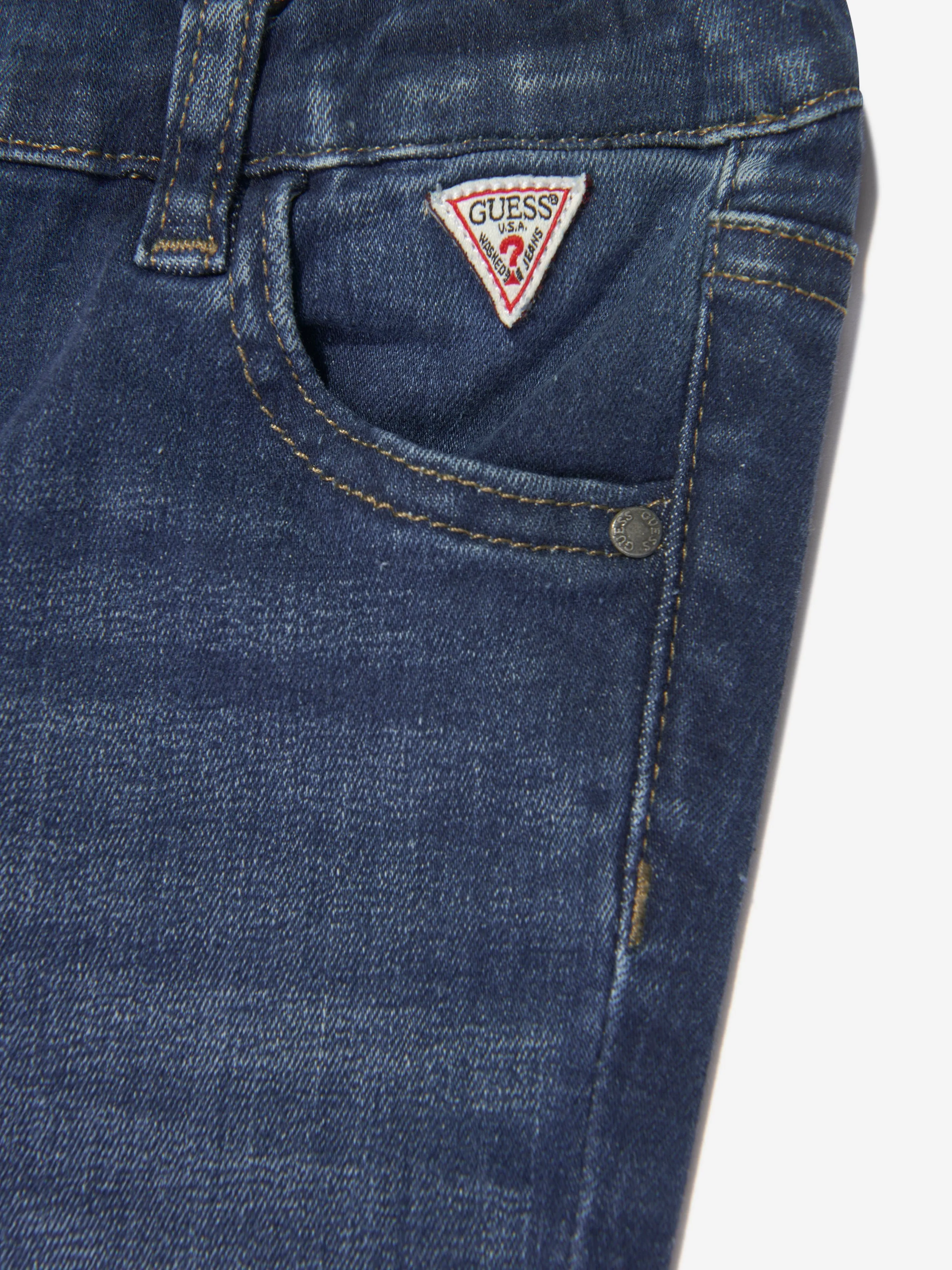 Guess Boys Embroidered Bear Jeans in Blue