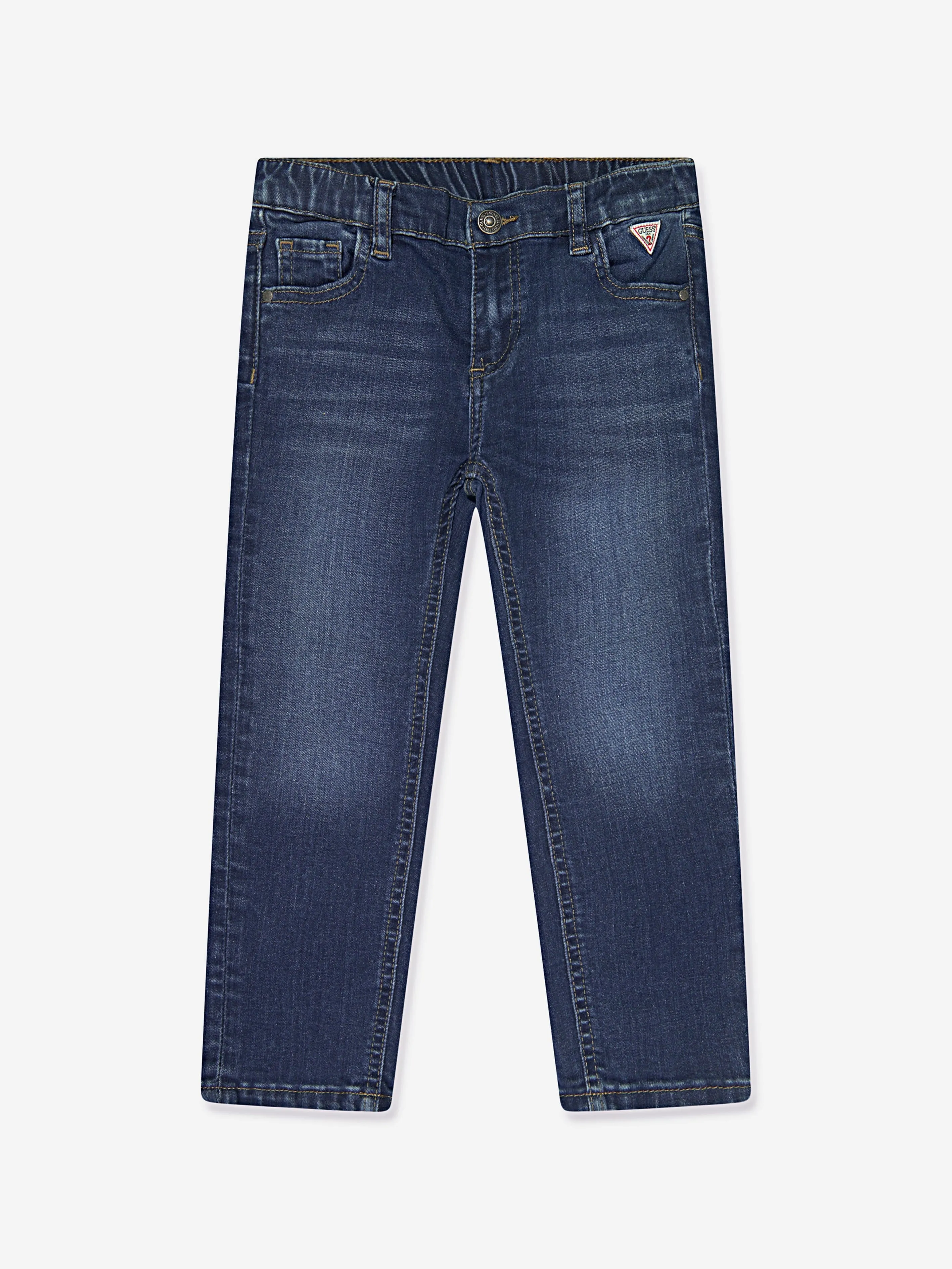 Guess Boys Embroidered Bear Jeans in Blue