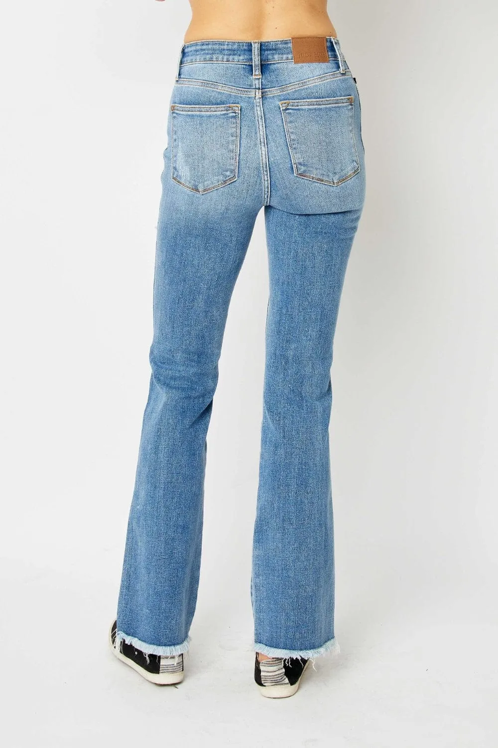 Judy Blue Full Size Distressed Raw Hem Bootcut Jeans