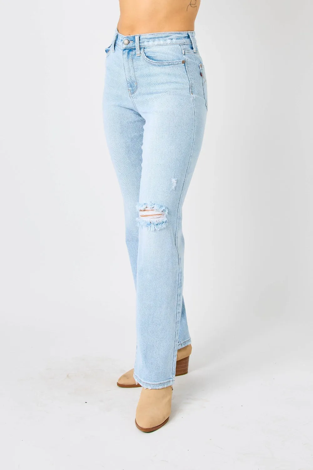 Judy Blue High Waist Distressed Straight Jeans