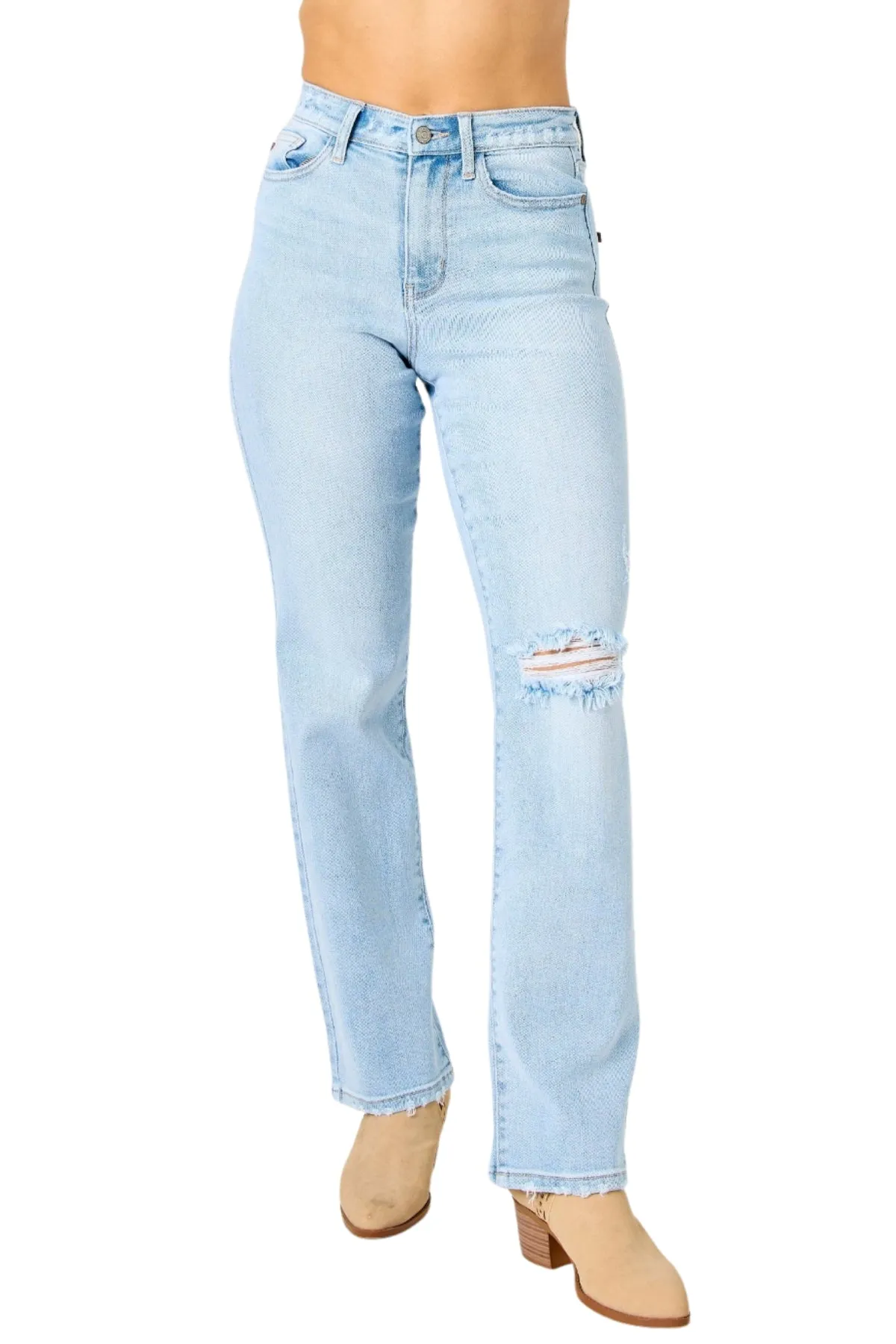 Judy Blue High Waist Distressed Straight Jeans