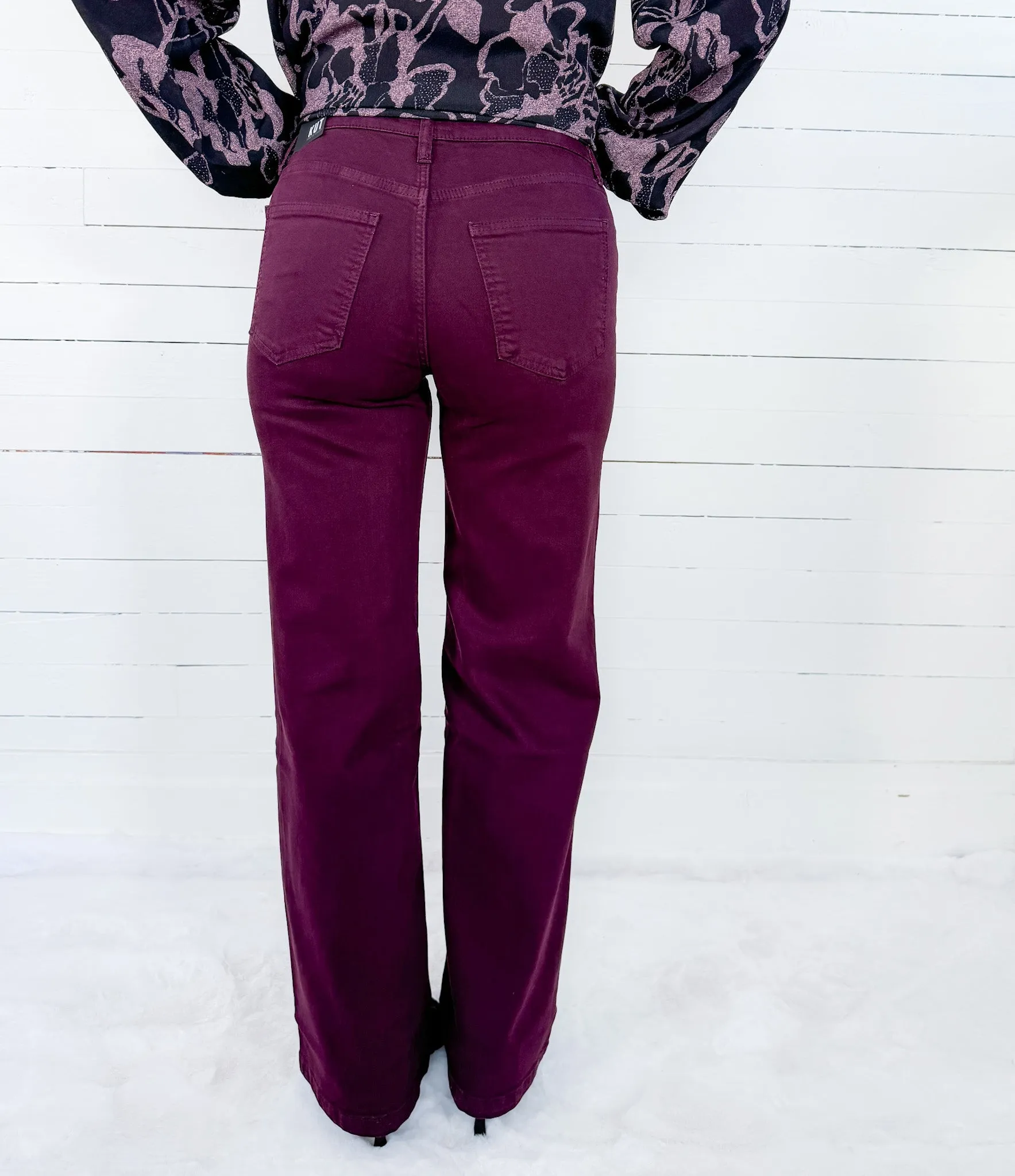 Kut Eggplant High Rise Wide Leg Jeans