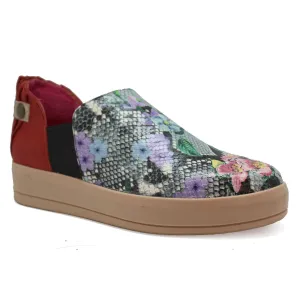 La Princess - Python- denim print leather slip on sneaker