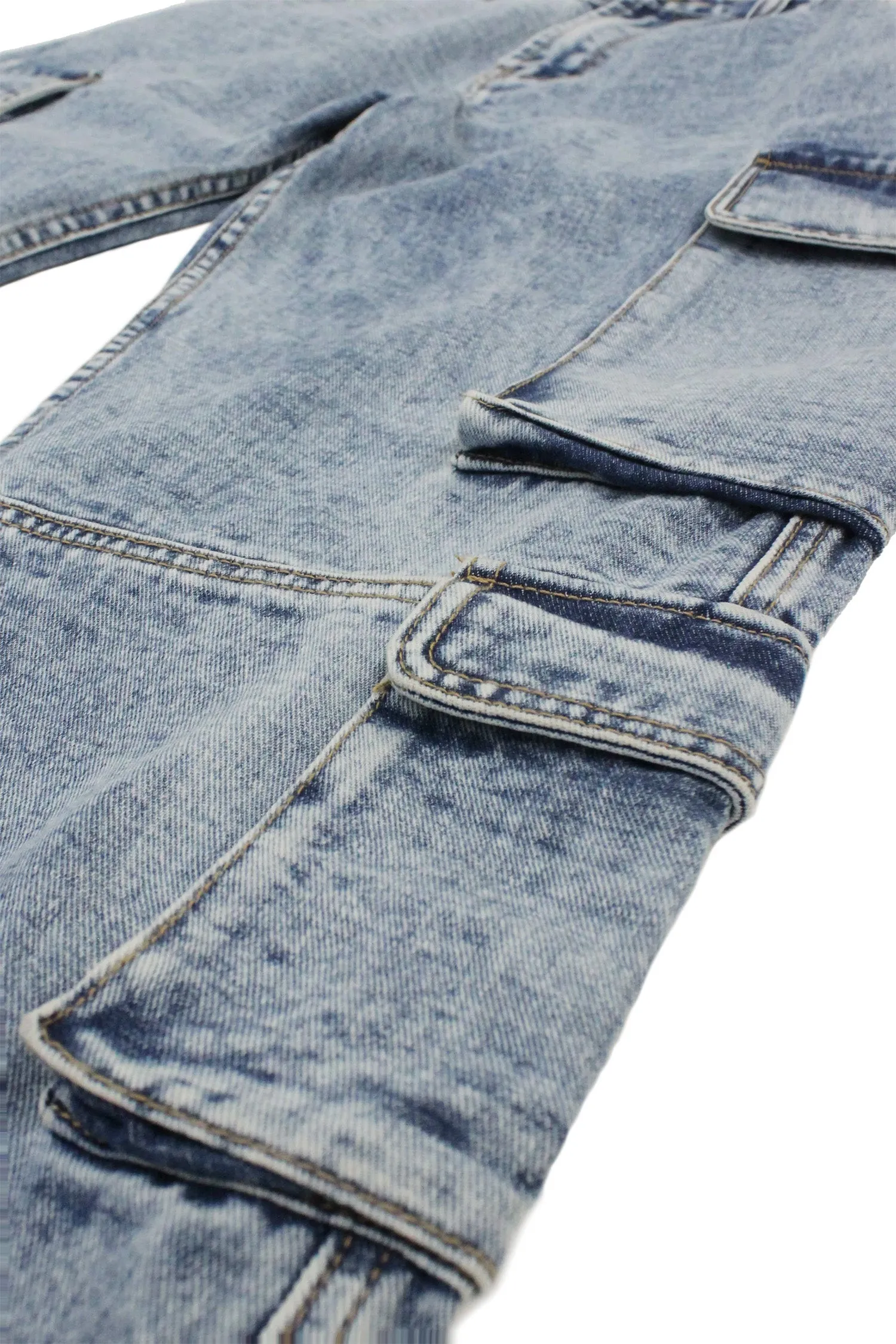 Men's Baggy Fit Multi Cargo Pocket Jeans