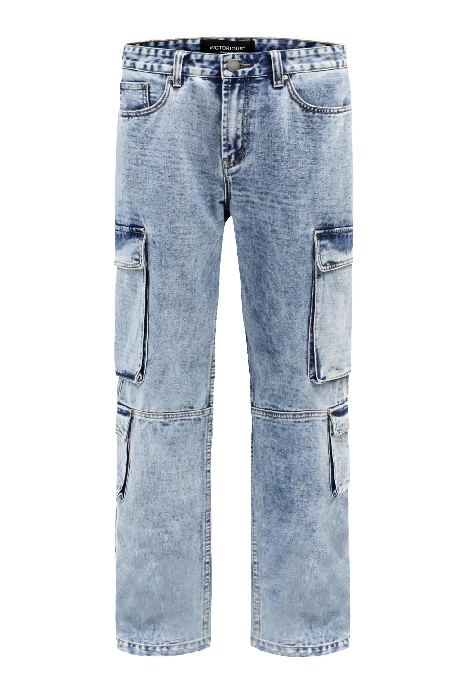 Men's Baggy Fit Multi Cargo Pocket Jeans