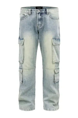 Men's Baggy Fit Multi Cargo Pocket Jeans