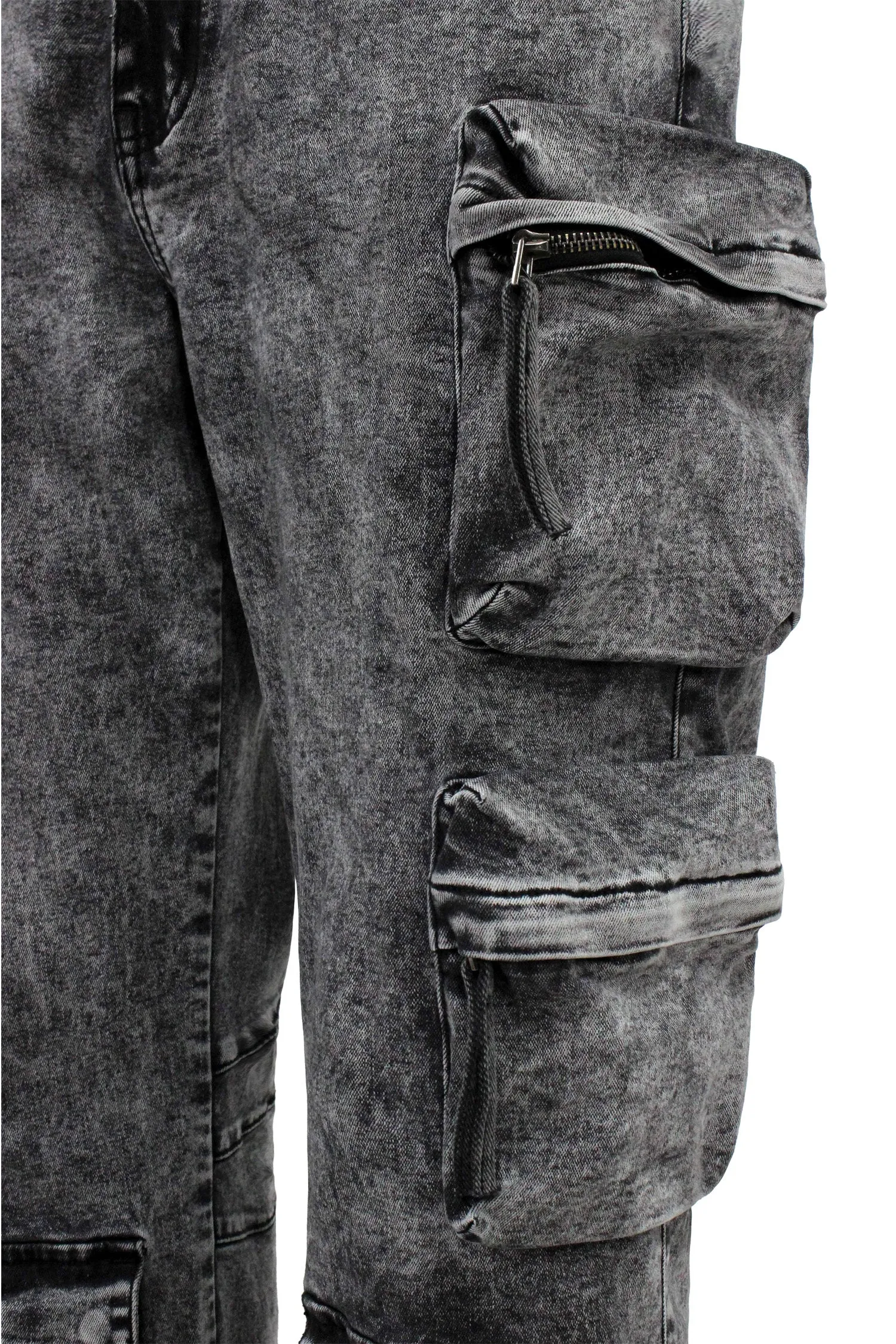 Men's Baggy Fit Multi Pocket Cargo Denim Jeans