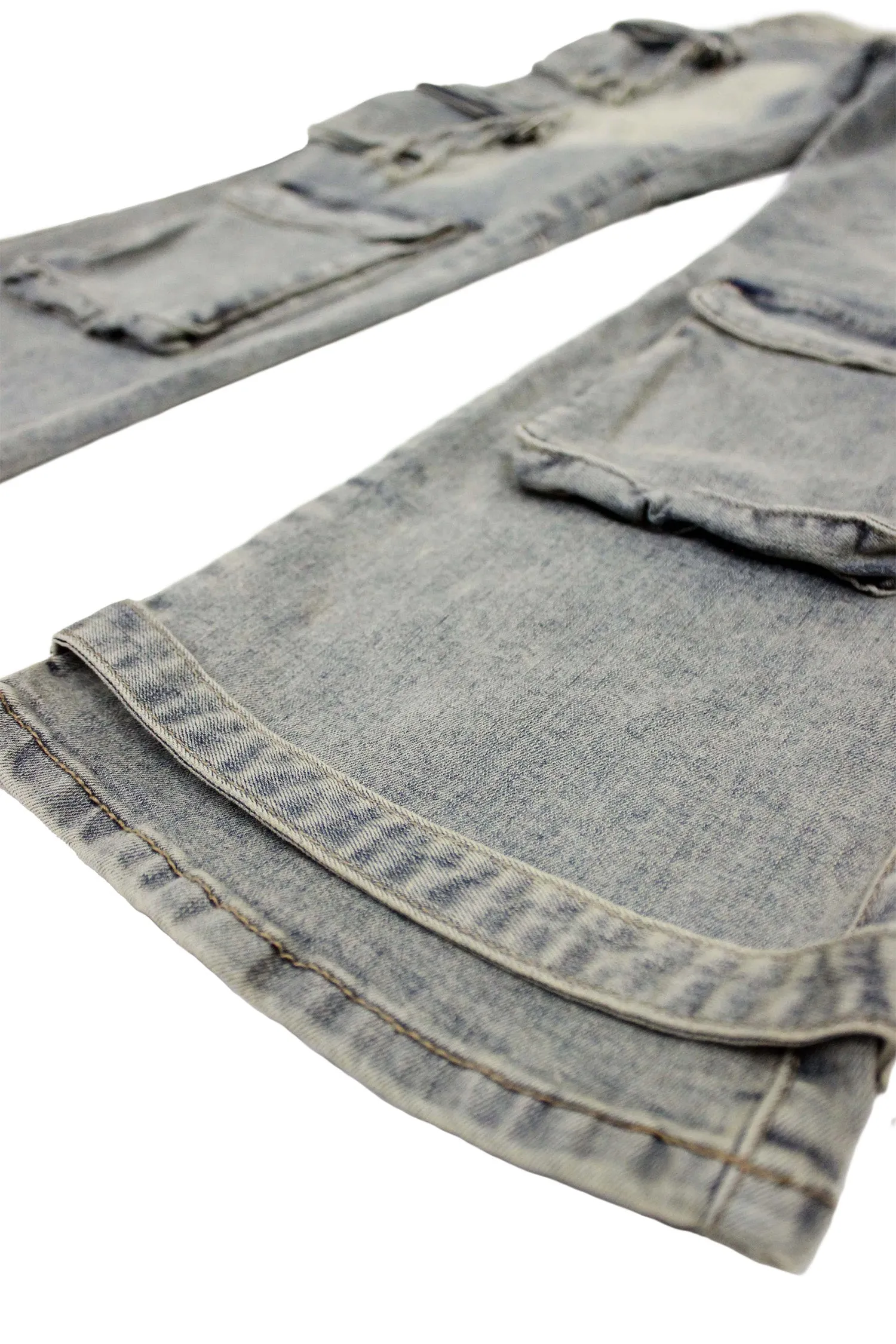 Men's Baggy Fit Multi Pocket Cargo Denim Jeans