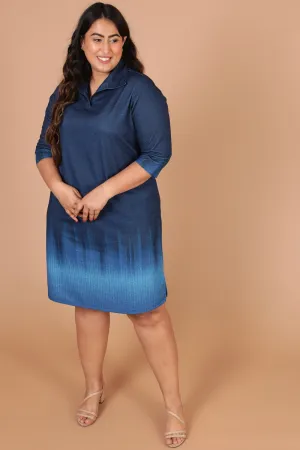 Midnight Denim Ombre Shirt Dress