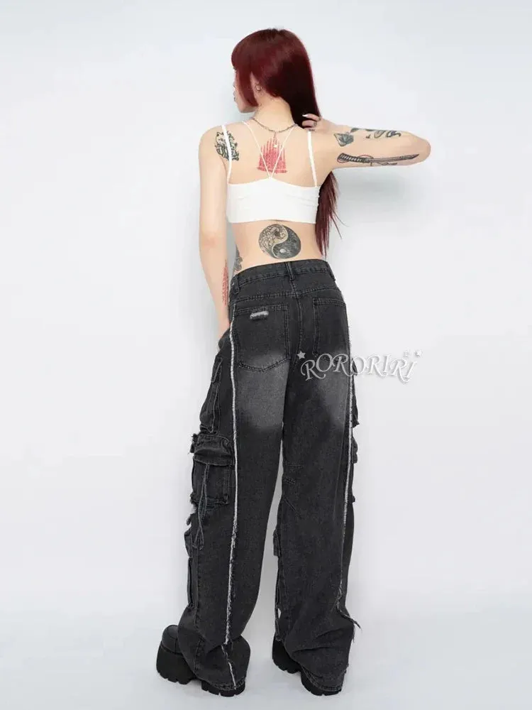 Multi-pocket Halloween Ripped Hole Pants