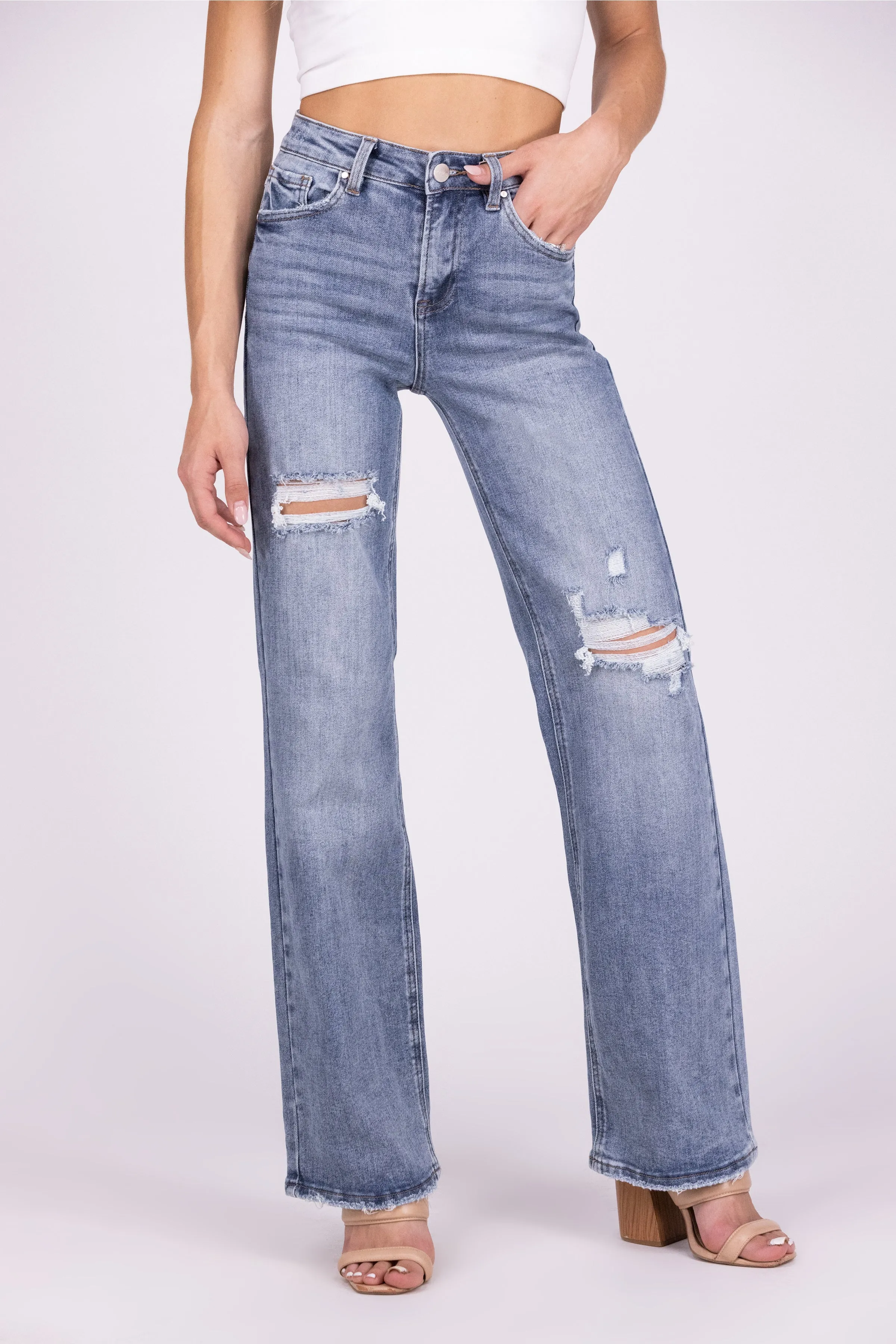 Never Tear Us Apart From Risen: High-Rise Wide Leg Denim