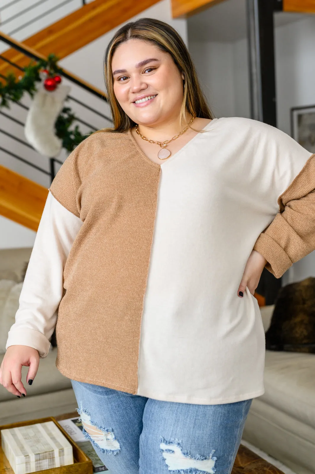 No Better Place Color Block Long Sleeve V-Neck Top