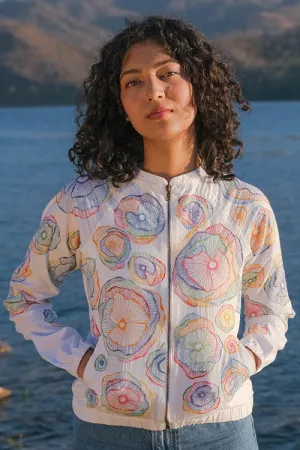 Okhai 'Holi' Pure Cotton Hand Embroidered Bomber Jacket