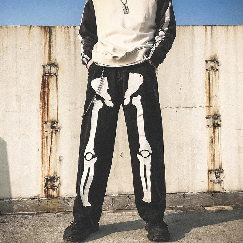 Oversized Skeleton Harajuku Wide Leg Hip Hop Jeans