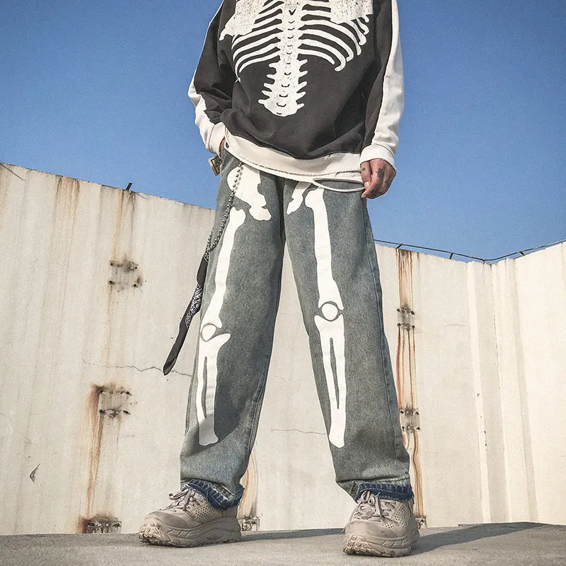 Oversized Skeleton Harajuku Wide Leg Hip Hop Jeans