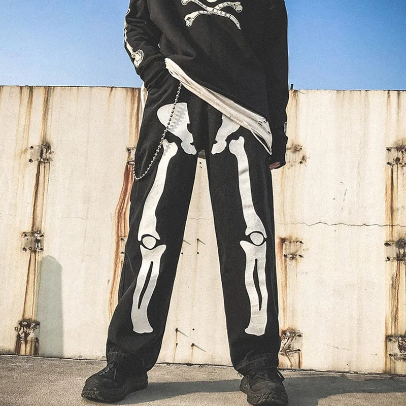 Oversized Skeleton Harajuku Wide Leg Hip Hop Jeans