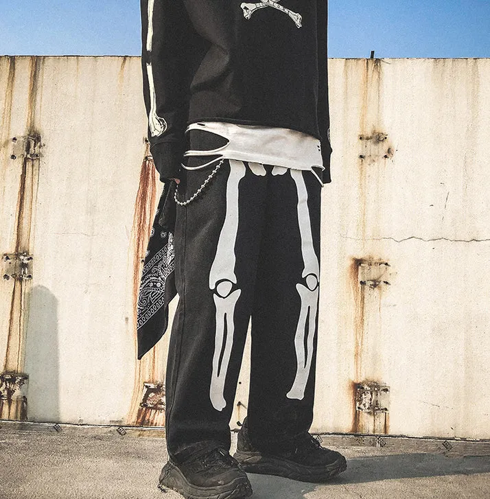 Oversized Skeleton Harajuku Wide Leg Hip Hop Jeans