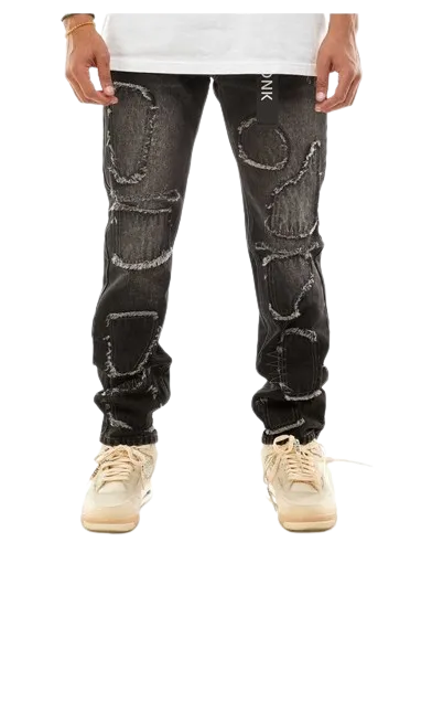 Patch Jeans - Regular Fit (Black)