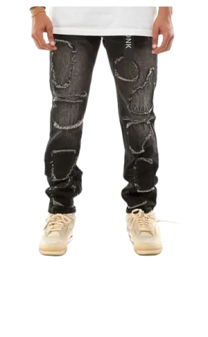 Patch Jeans - Regular Fit (Black)