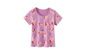 Pink  Cartoon Short-Sleeved T-Shirt