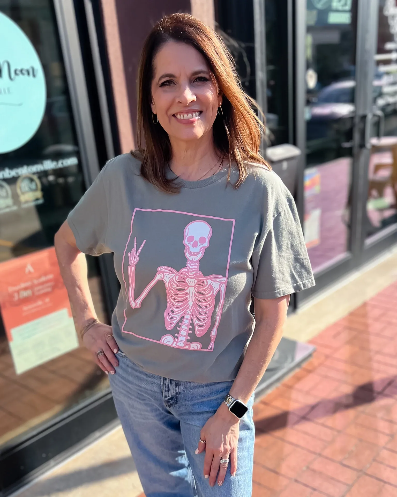 Pink Skeleton Graphic T-shirt