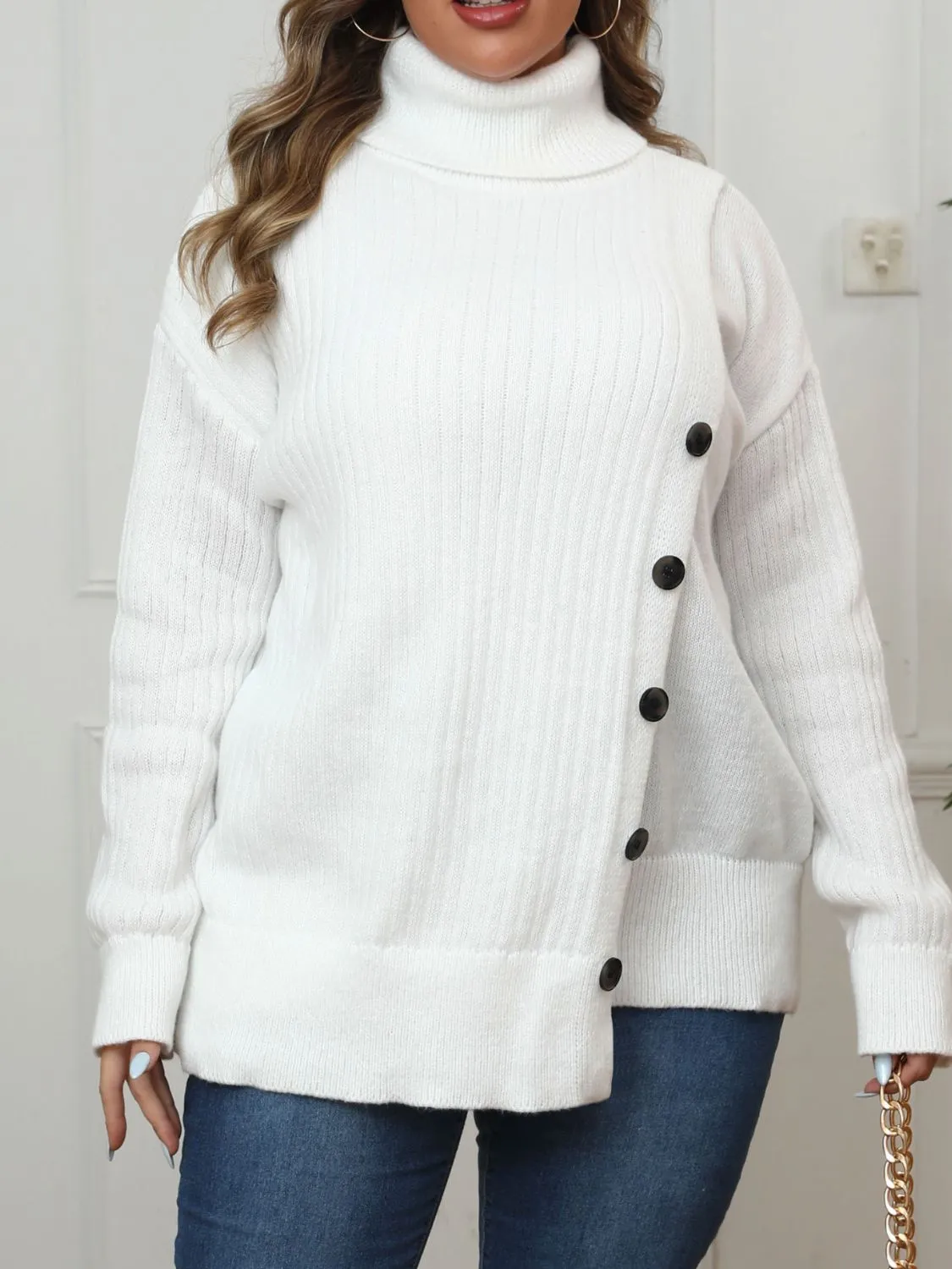 Plus Size Turtleneck Long Sleeve Sweater