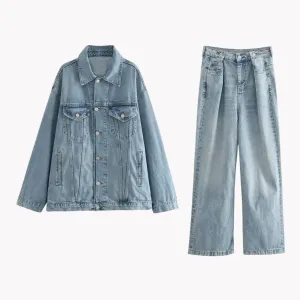 Pre Order:  Classic Loose Jacket and Jeans Set