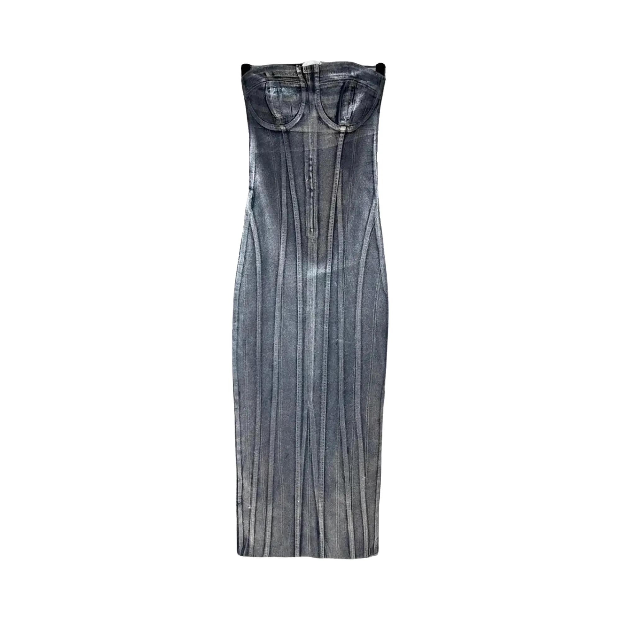 Pre Order:  Contoured Sleeveless Mid-Calf Denim Dress